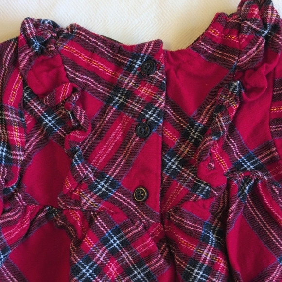 george festive winter christmas plaid flannel ruffle blouse 3-6 months baby girl - Picture 6 of 7